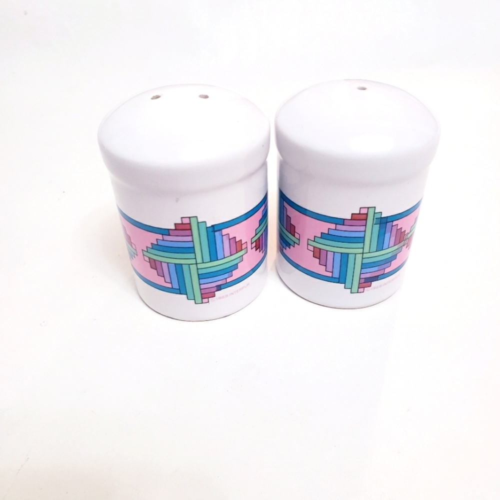 1988 Interpur Vintage Geometric Aztec Southwest Vintage Salt & Pepper Shakers